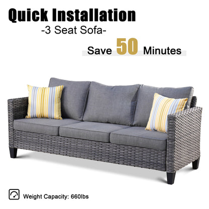 Ensemble de 5 sièges de jardin à dossier haut en osier OVIOS