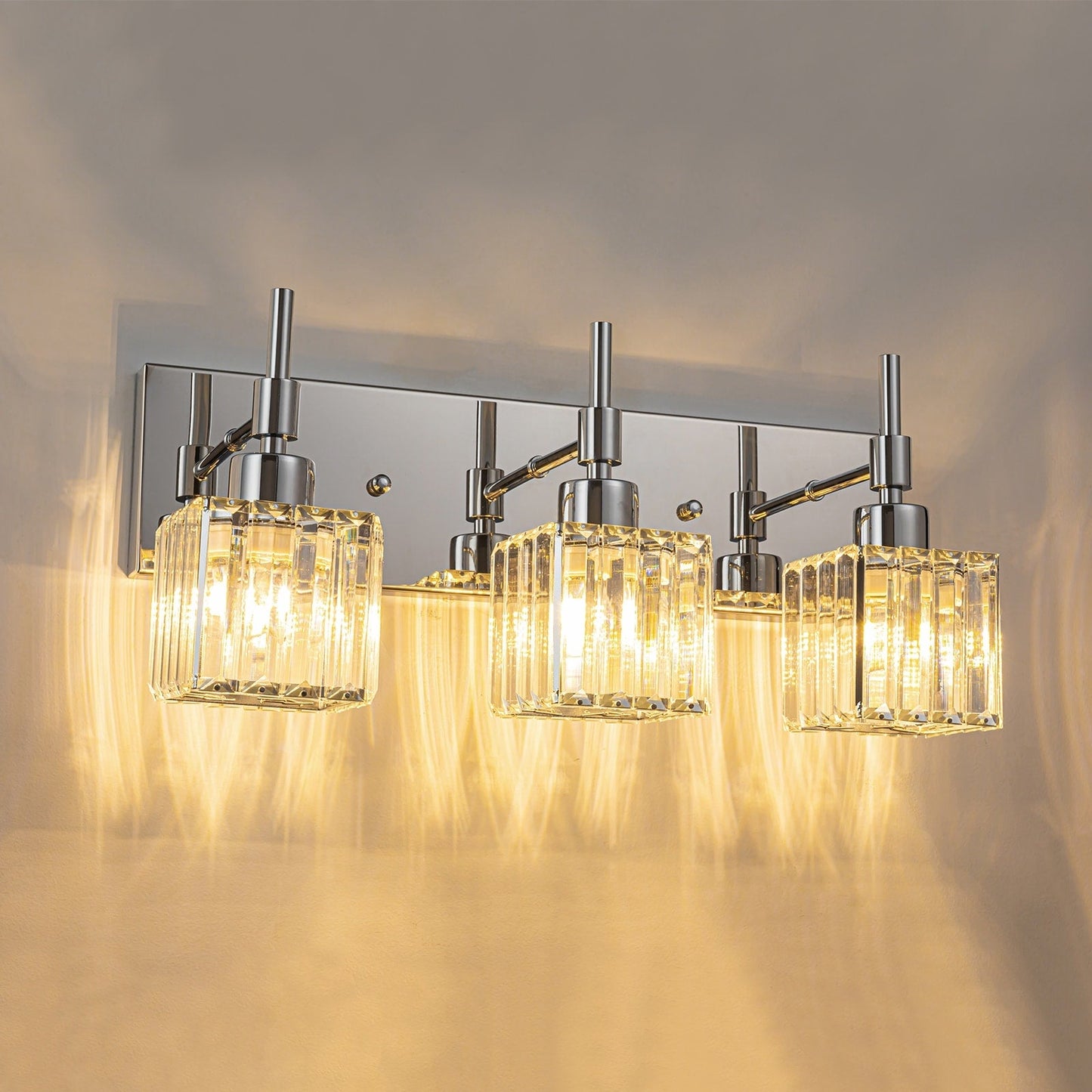 Luminaires de salle de bain en cristal à intensité variable Ora Modern sur miroir Glam Vanity Lights