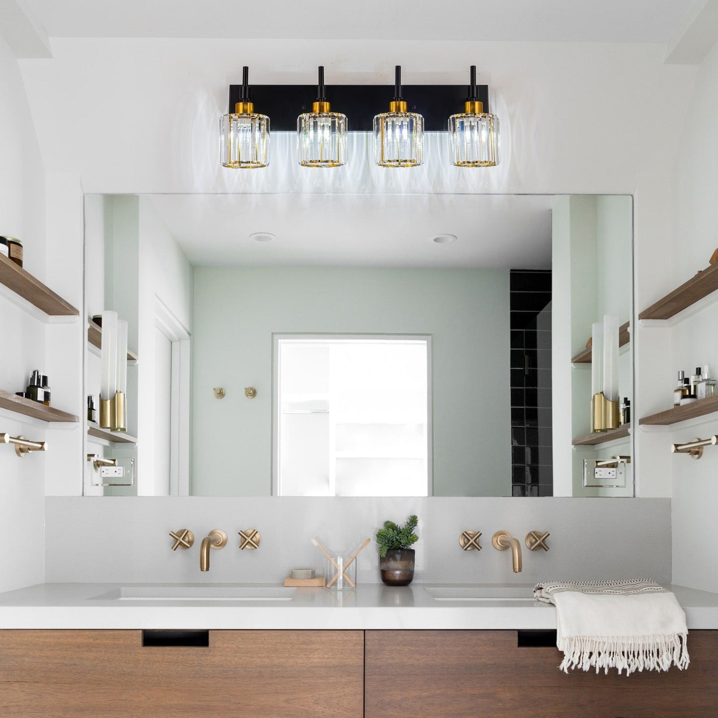 Appliques murales modernes à intensité variable pour salle de bain avec abat-jour en cristal