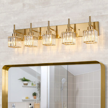Luminaires de salle de bain en cristal à intensité variable Ora Modern sur miroir Glam Vanity Lights