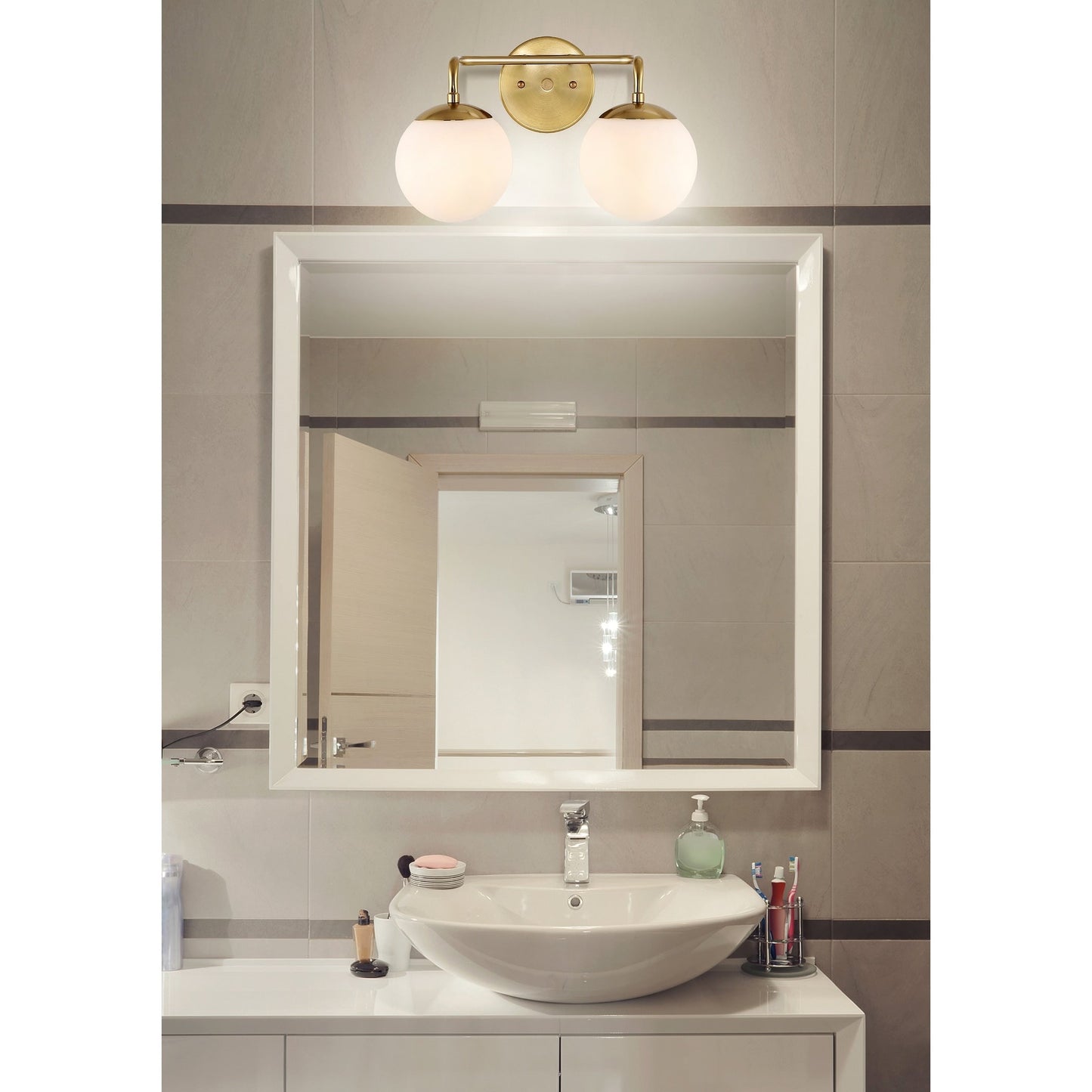 Globe Metal/Frosted Glass Modern LED Vanity, by JONATHAN Y