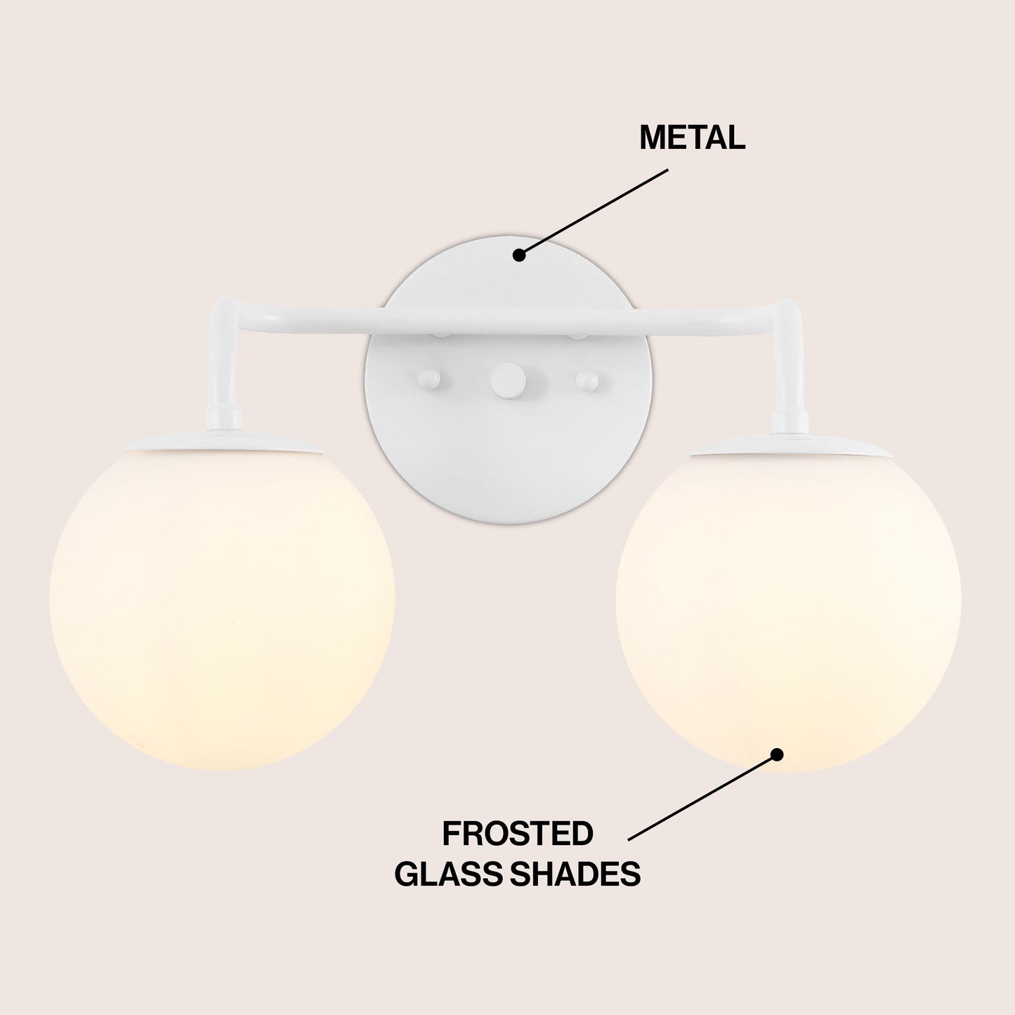 Globe Metal/Frosted Glass Modern LED Vanity, by JONATHAN Y