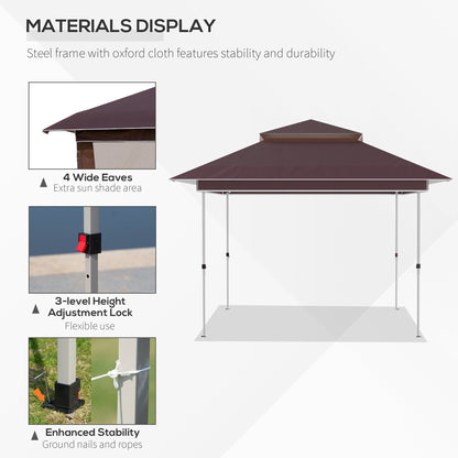 Outsunny 12' x 12' Pop Up Canopy Sun Shade Tente instantanée pliable avec filet latéral en maille, hauteur réglable sur 3 niveaux