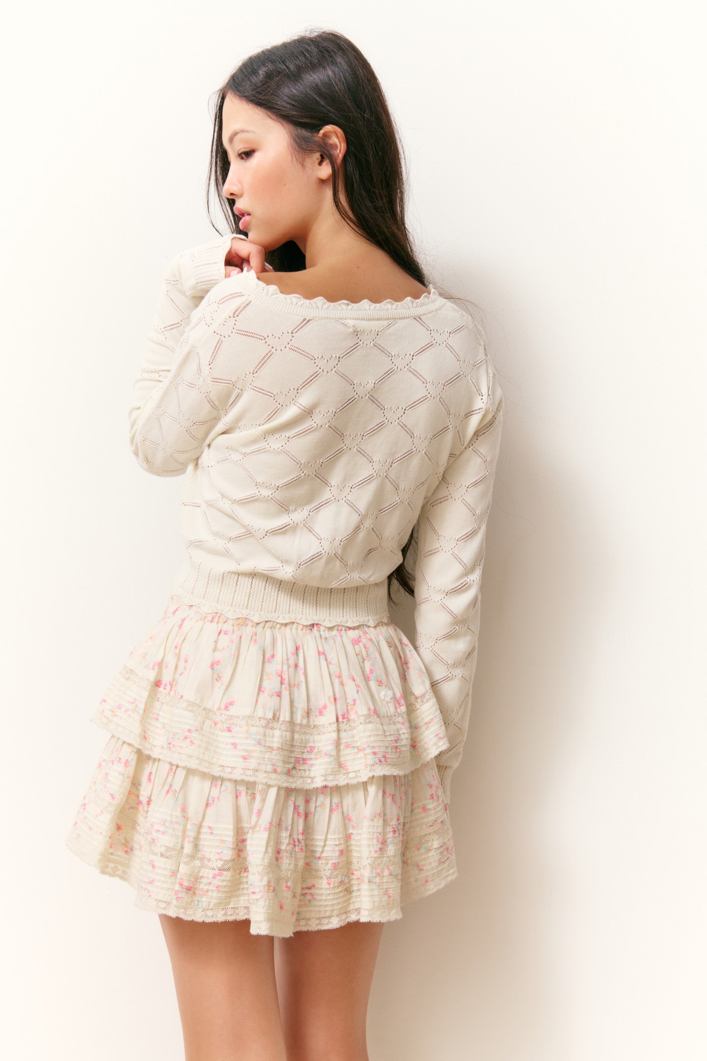 Jupe Mini Luna Rosa Fleur à Volants