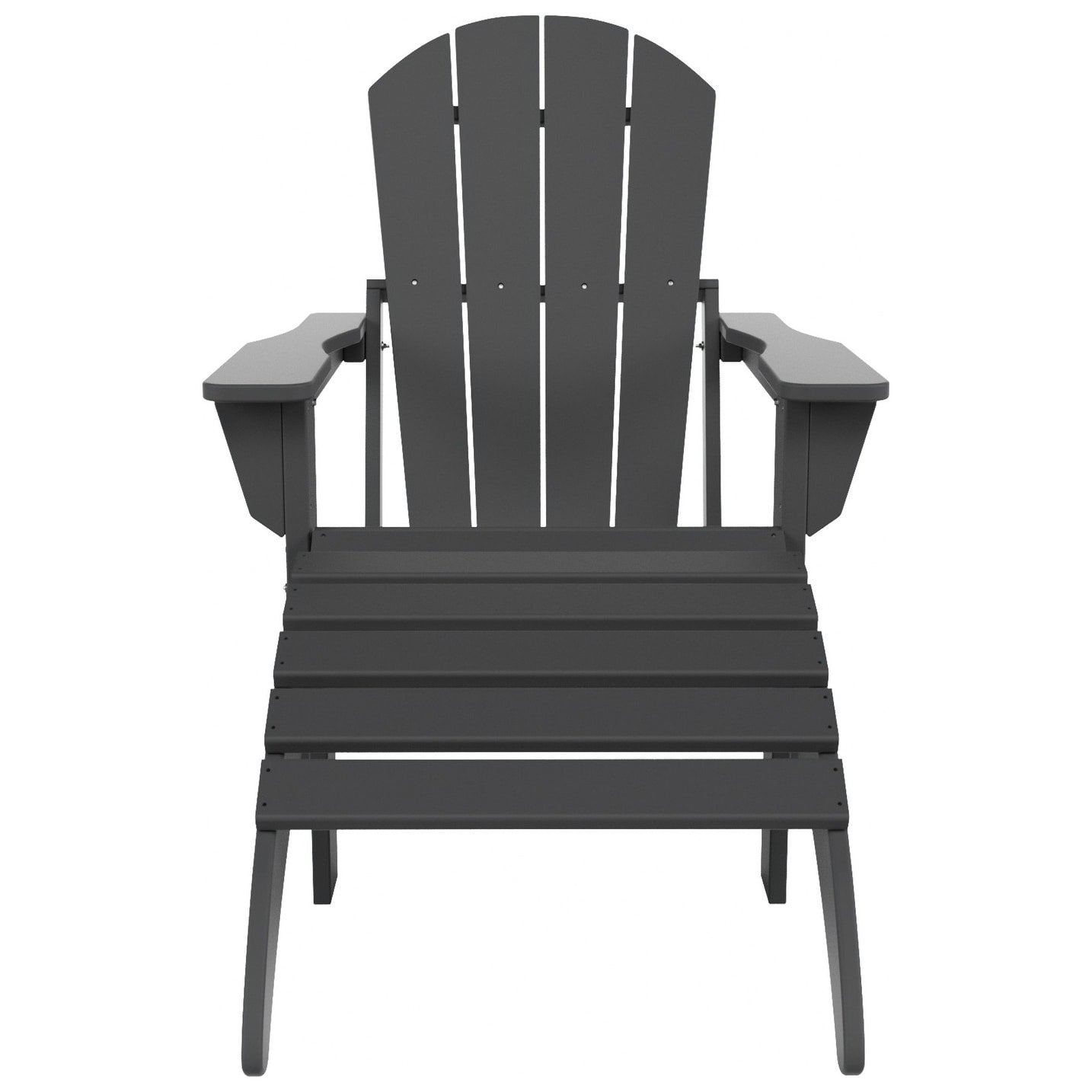 Chaise Adirondack pliable Polytrends Laguna en PEHD pour terrasse extérieure toutes saisons avec pouf (ensemble 2 pièces)