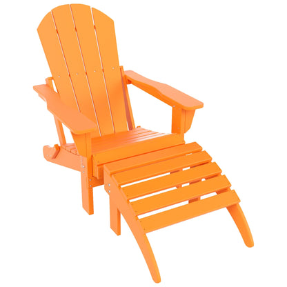 Chaise Adirondack pliable Polytrends Laguna en PEHD pour terrasse extérieure toutes saisons avec pouf (ensemble 2 pièces)