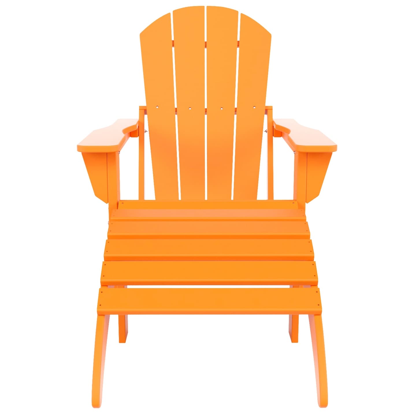 Chaise Adirondack pliable Polytrends Laguna en PEHD pour terrasse extérieure toutes saisons avec pouf (ensemble 2 pièces)