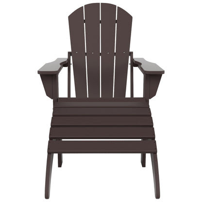 Chaise Adirondack pliable Polytrends Laguna en PEHD pour terrasse extérieure toutes saisons avec pouf (ensemble 2 pièces)