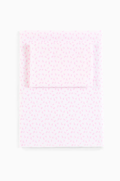 Parure de draps en coton imprimé - ROSE BULLE