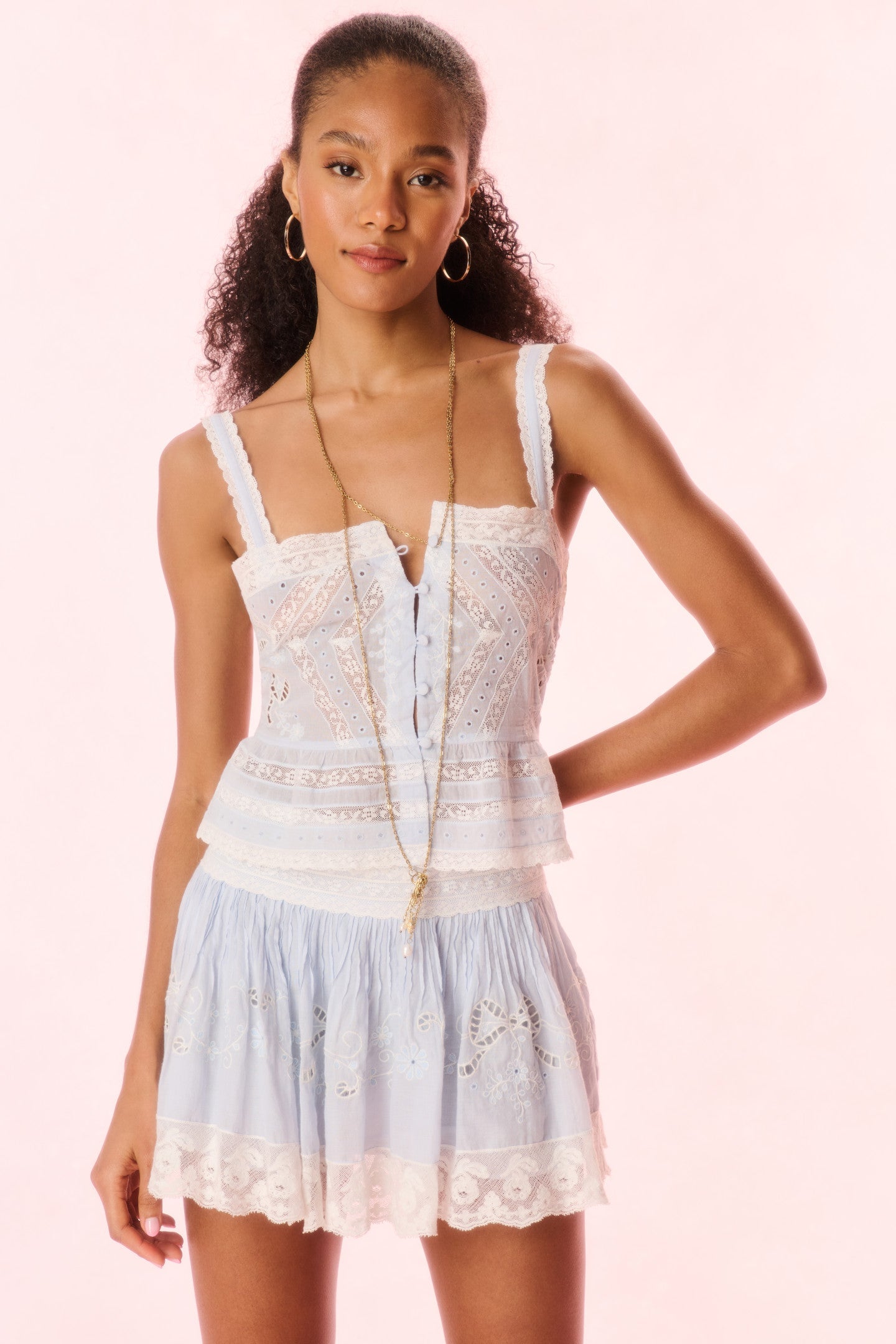 Haut brodé en coton Pruitt