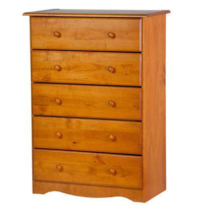 Commode 5 tiroirs 100 % bois massif avec boutons en métal ou en bois de Palace Imports