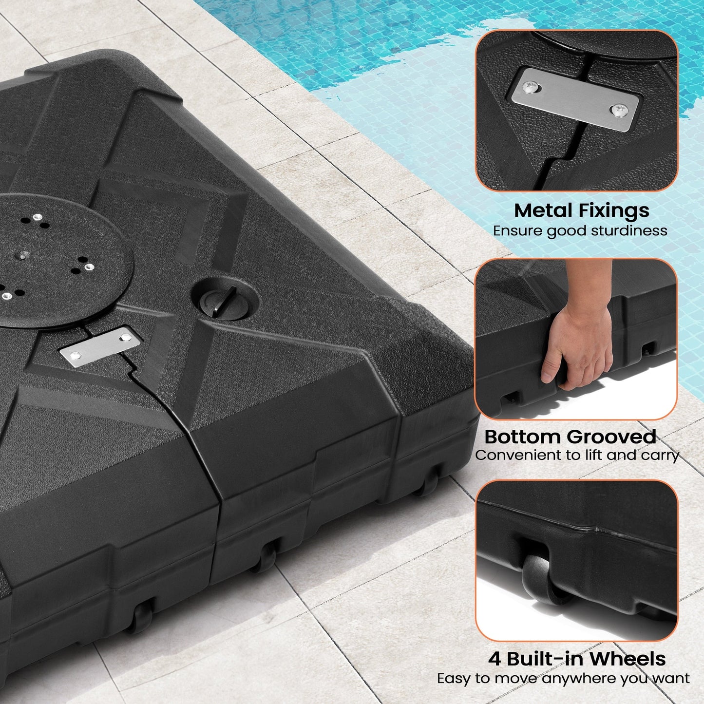 Base de parasol déporté Pellebant de 220 lb avec roulettes - N/A