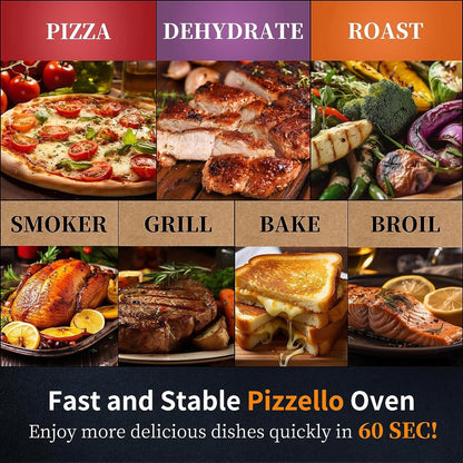 Four à pizza extérieur multi-combustible, machine à pizza cuite sur pierre avec brûleur à gaz et boîte à bois - 12 pouces