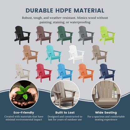 Chaise pliante Adirondack Polytrends Laguna résistante à la décoloration et aux intempéries pour patio extérieur