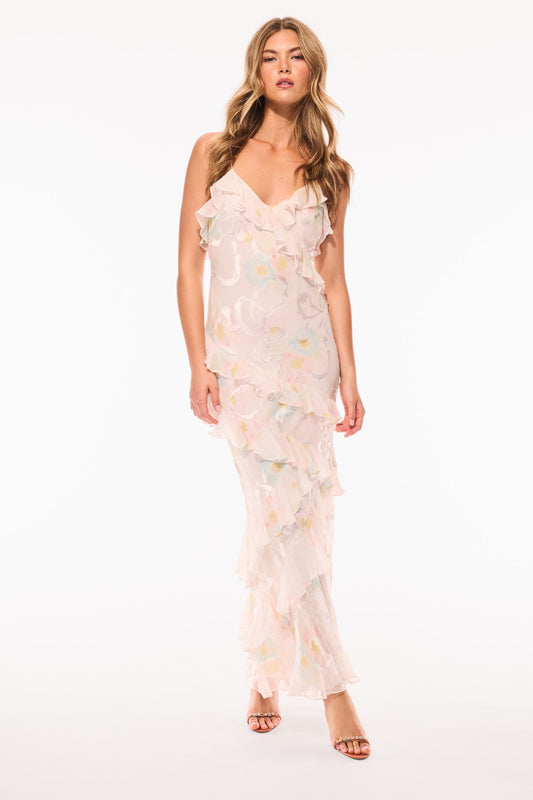 Robe longue en soie mélangée Rialto