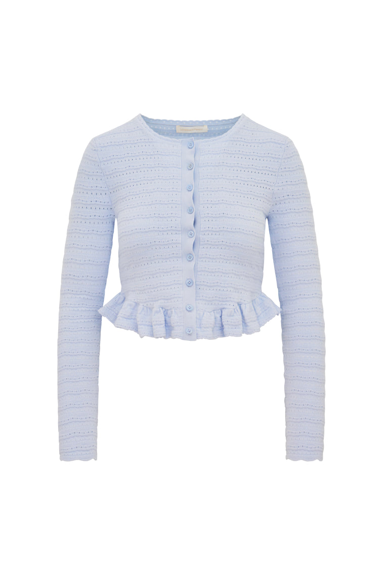 Cardigan en maille pointelle Rogan - MORNING SKY