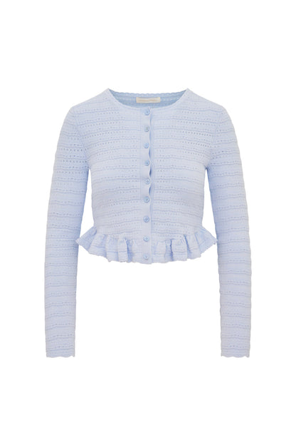 Cardigan en maille pointelle Rogan - MORNING SKY