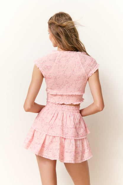 Jupe Mini Luna Rosa Fleur à Volants