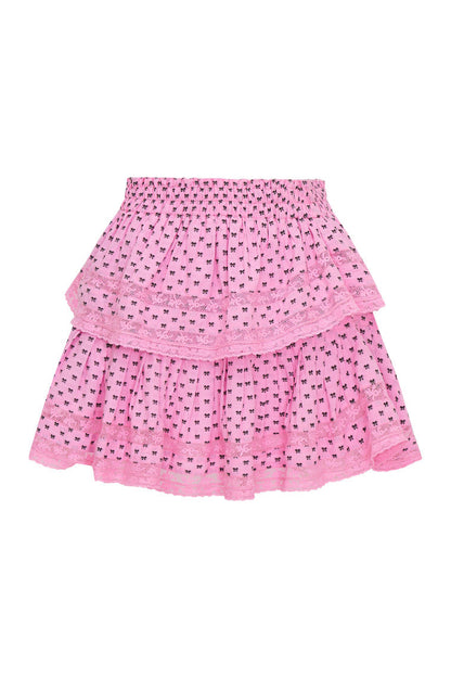 Mini-jupe à volants et nœud en coton