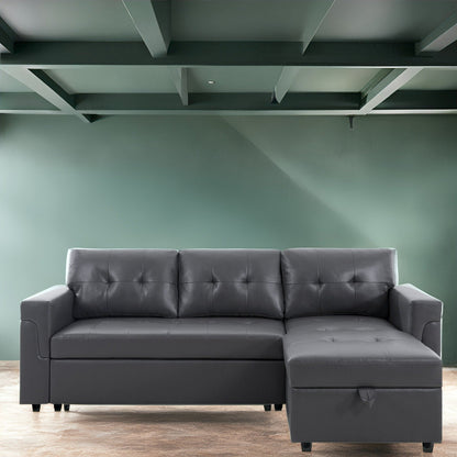 Canapé sectionnel réversible avec lit gigogne, méridienne avec rangement dissimulé, pieds durables,