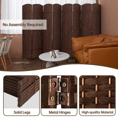 Paravent de séparation de pièce de 6 pieds de haut en fibre tissée, écran de confidentialité autoportant, écran pliant