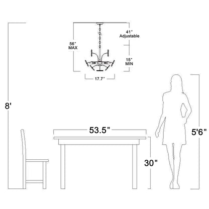 Lustre Rosa à 6 lumières en cristal argenté brossé avec motif de fleurs champagne