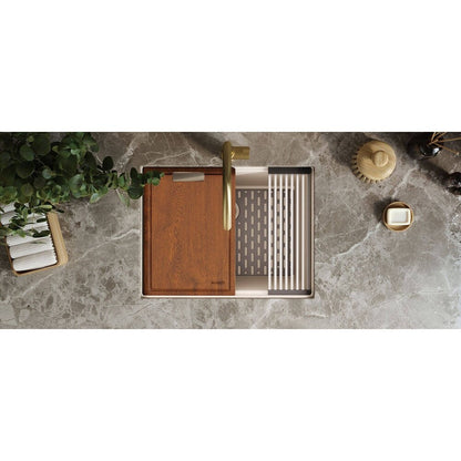 Évier de buanderie sous plan Ruvati epiRock Workstation 25 pouces, blanc chaud - RVG2321WB