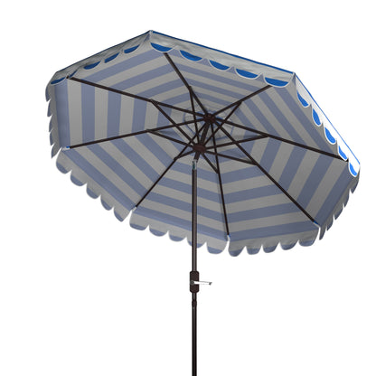 Parapluie à manivelle rayé SAFAVIEH Nargiz de 2,7 m, à motif festonné