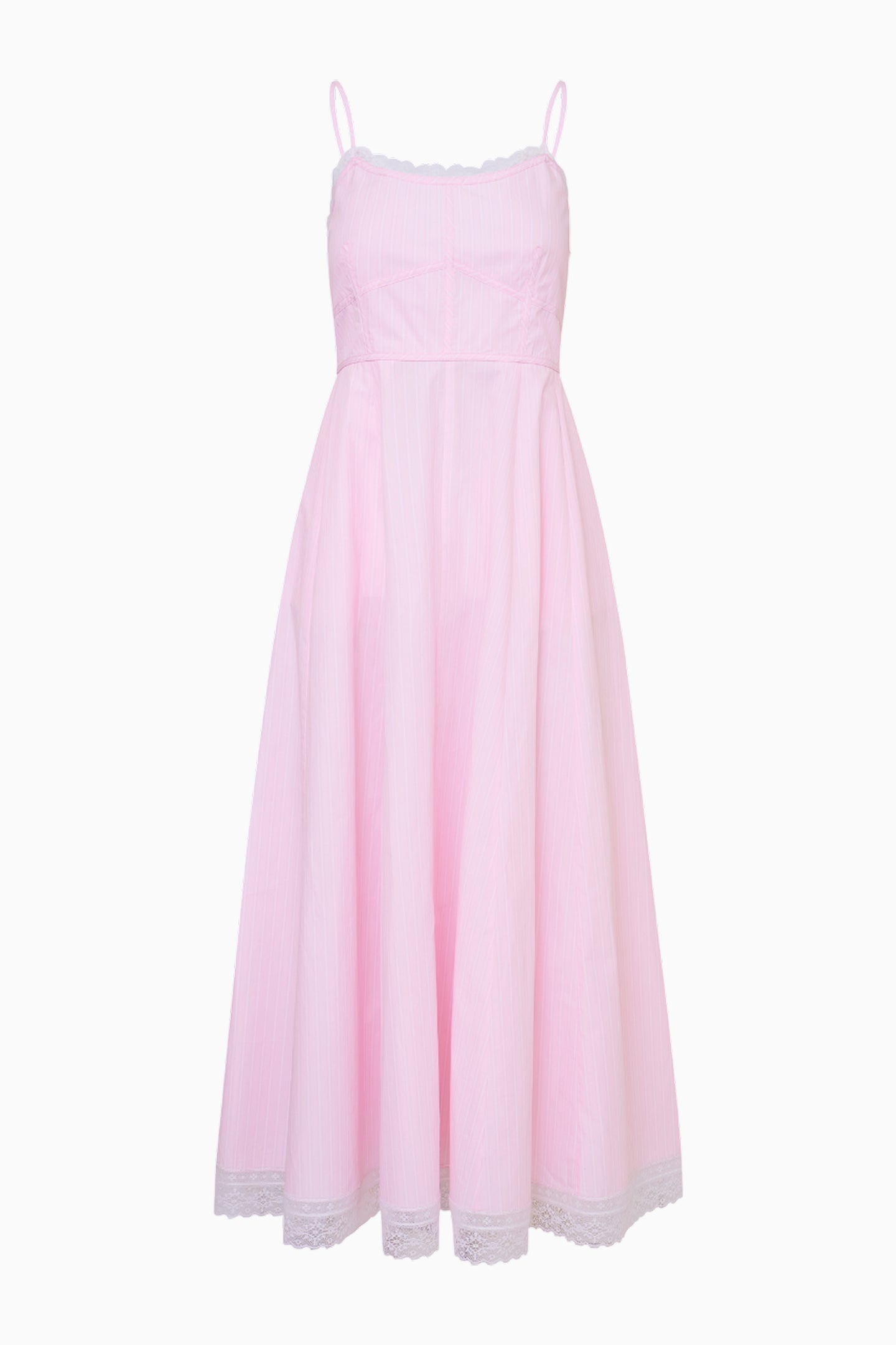 Robe mi-longue à rayures en coton Sandara - PINK RIVIERA