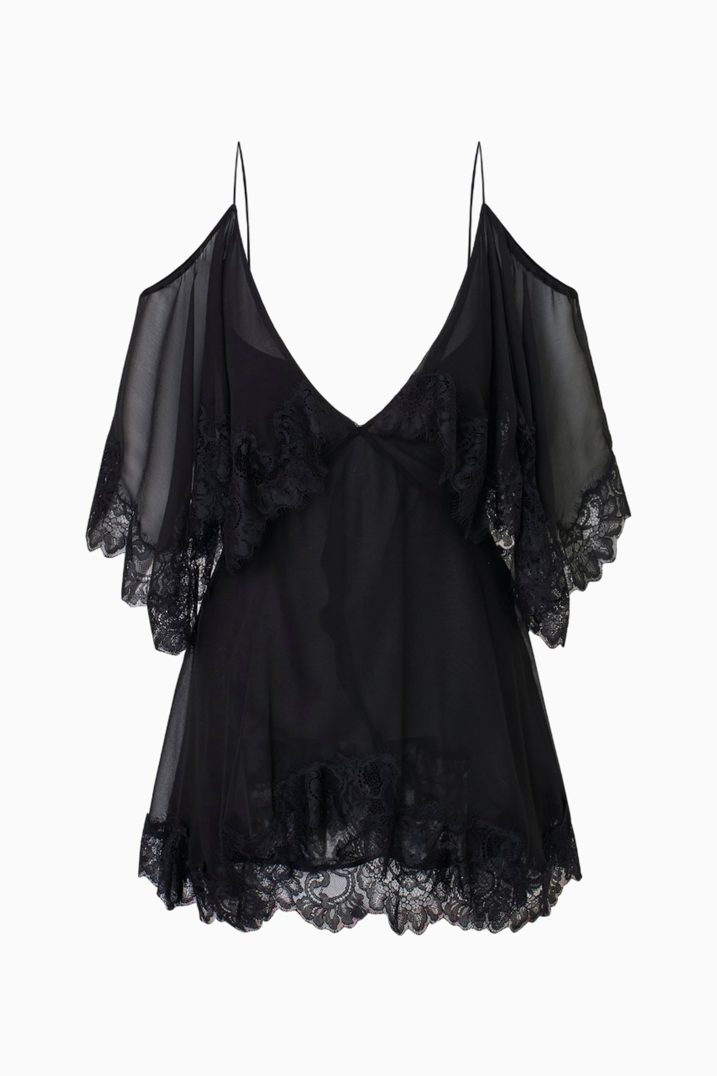 Mini-robe en soie bordée de dentelle Selune