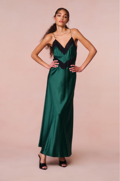 Robe longue Serita bordée de dentelle