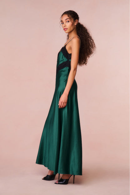 Robe longue Serita bordée de dentelle