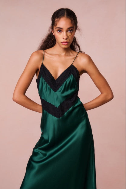 Robe longue Serita bordée de dentelle