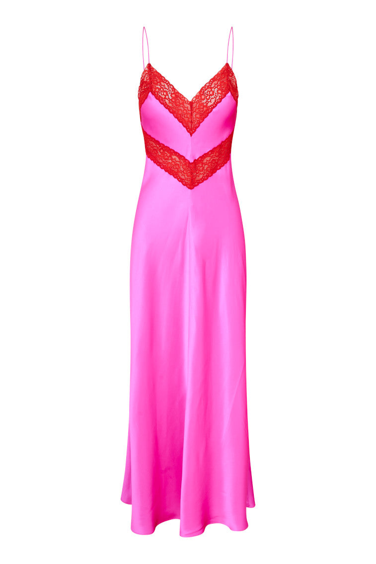 Robe longue Serita bordée de dentelle