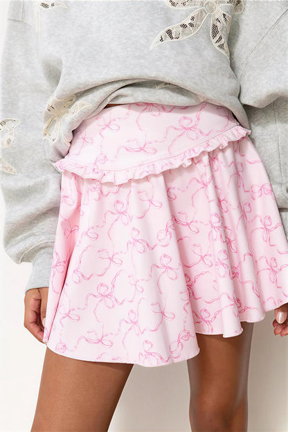Jupe-short active Shanonly à imprimé nœud pour fille