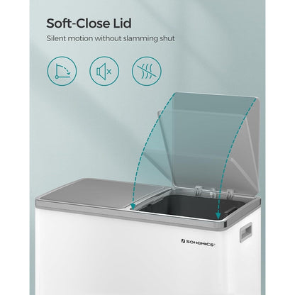 Poubelle double SONGMICS, 2 x 8 gallons, acier inoxydable