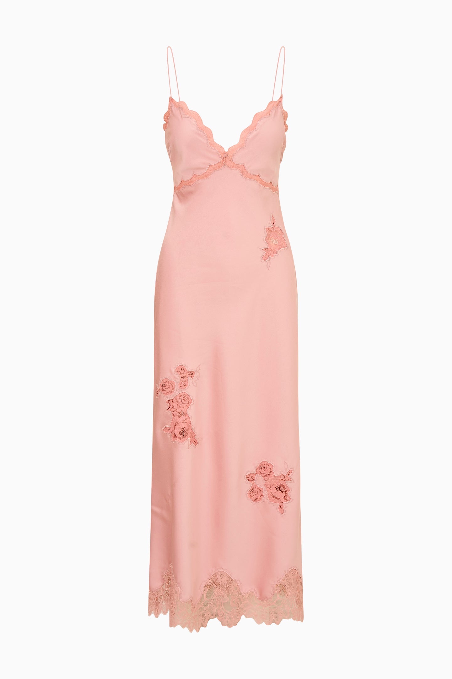Robe longue en dentelle satinée Sorone