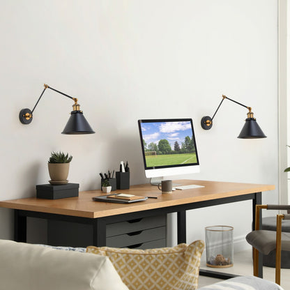 Ensemble de 2 appliques murales modernes à bras pivotant réglables Malryn, à brancher ou à brancher