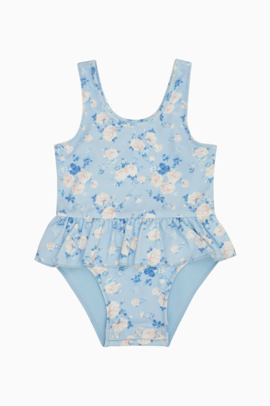 Maillot de bain fleuri à volants pour bébé Tamia - WHISPER BLUE