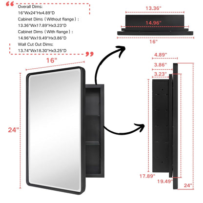 Armoires à pharmacie encastrées en métal de style ferme TEHOME avec miroir