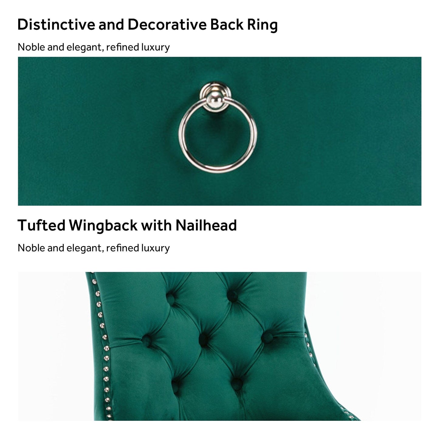 Chaise de salle à manger capitonnée en velours avec pieds en bois massif, lot de 6