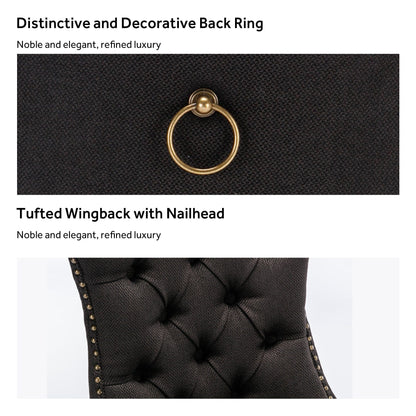 Chaise de salle à manger capitonnée en velours avec pieds en bois massif, lot de 6