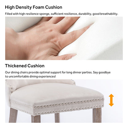 Chaise de salle à manger capitonnée en velours avec pieds en bois massif, lot de 6