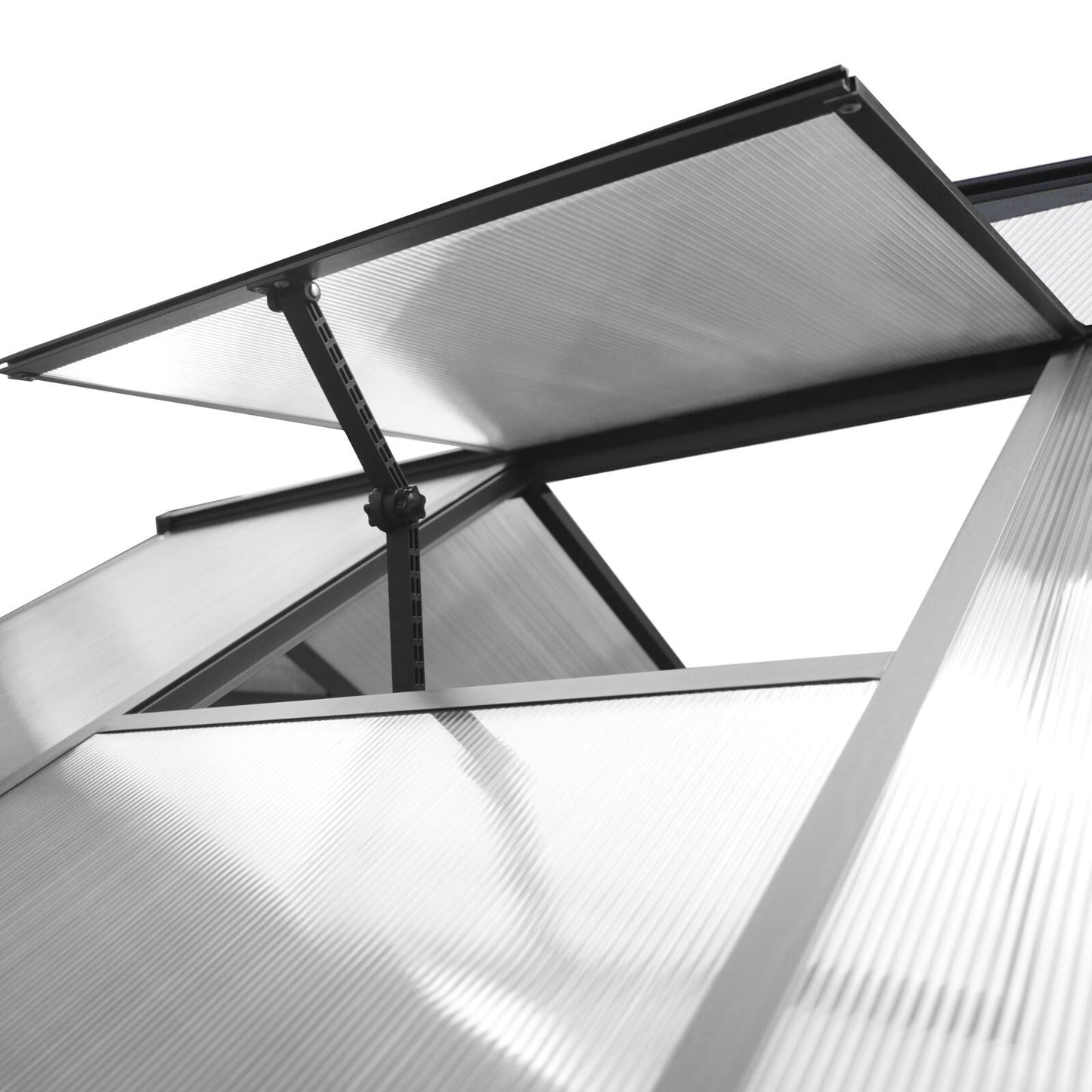 Serre de jardin en aluminium VEIKOUS avec ventilation de toit réglable et porte verrouillable, gris