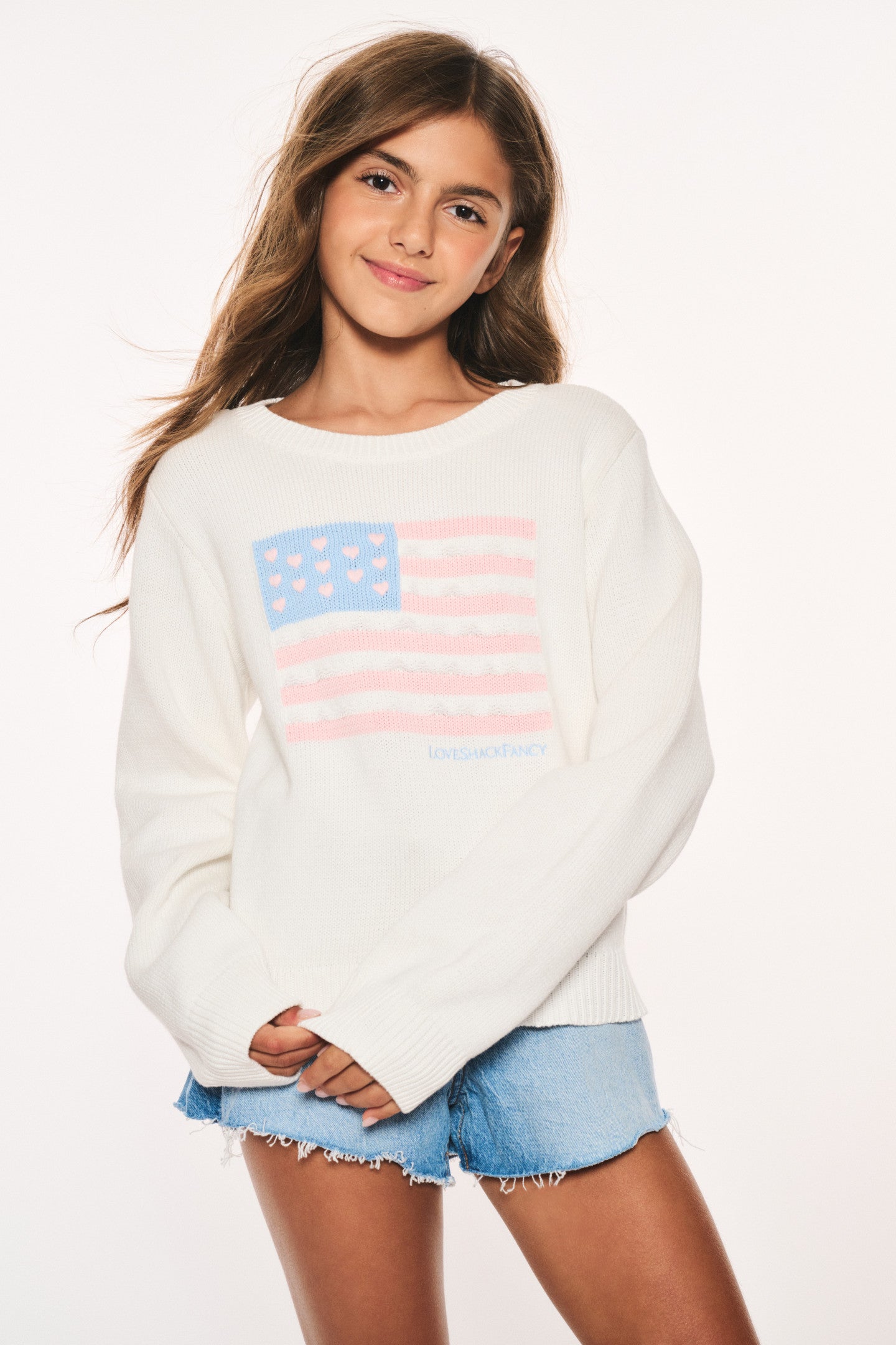 Pull Viennetta en coton à motif drapeau pour fille - IVORY DREAMS