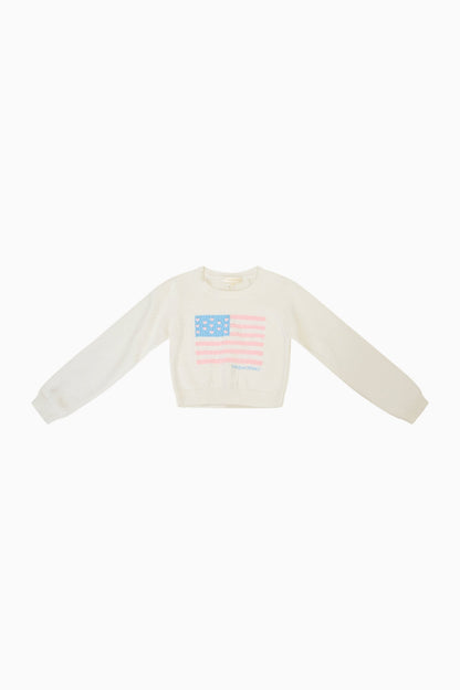 Pull Viennetta en coton à motif drapeau pour fille - IVORY DREAMS