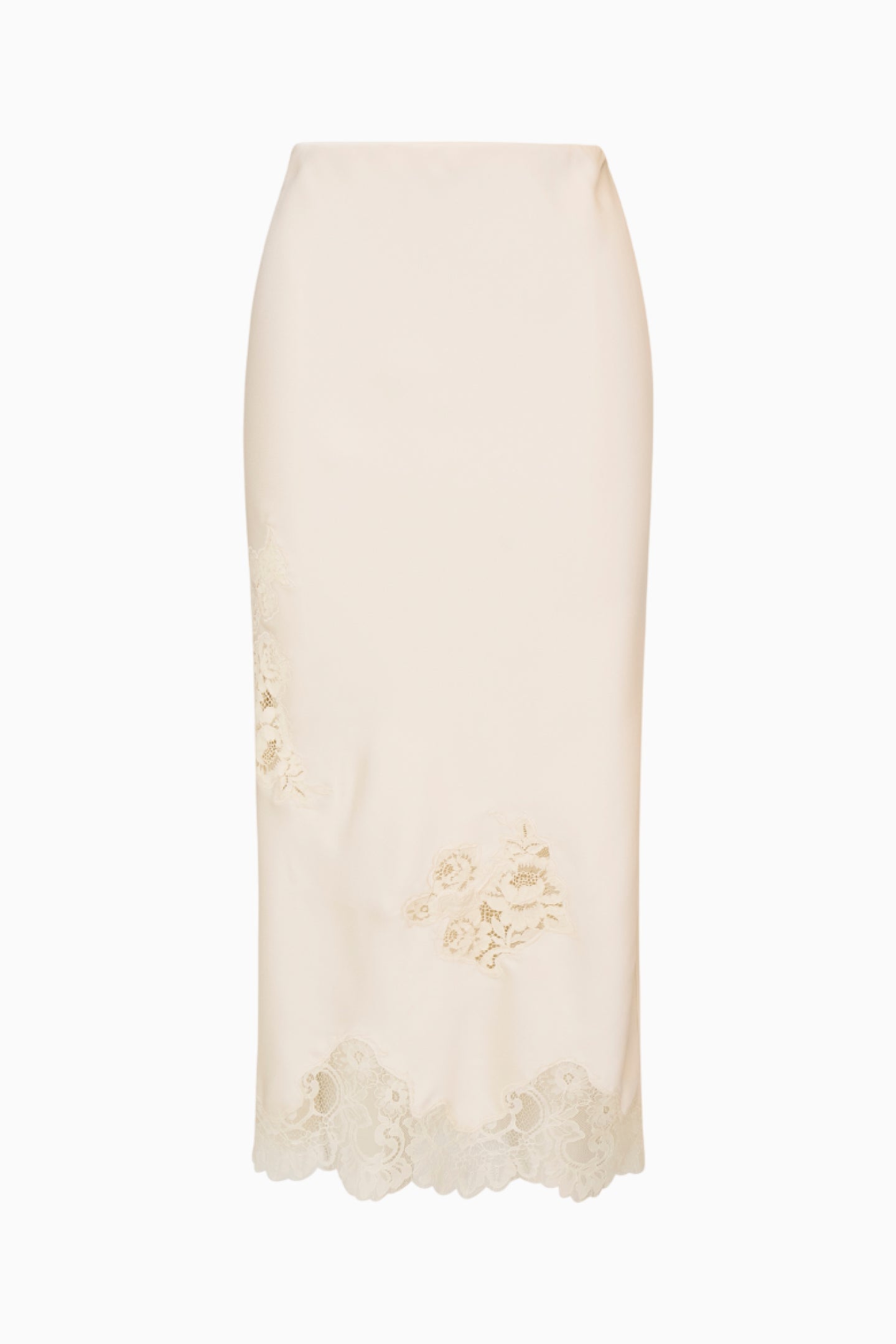 Jupe midi en satin et dentelle Vivia