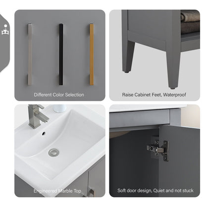 Meuble-lavabo simple Vanity Art 20, 24 ou 30 avec dessus en céramique