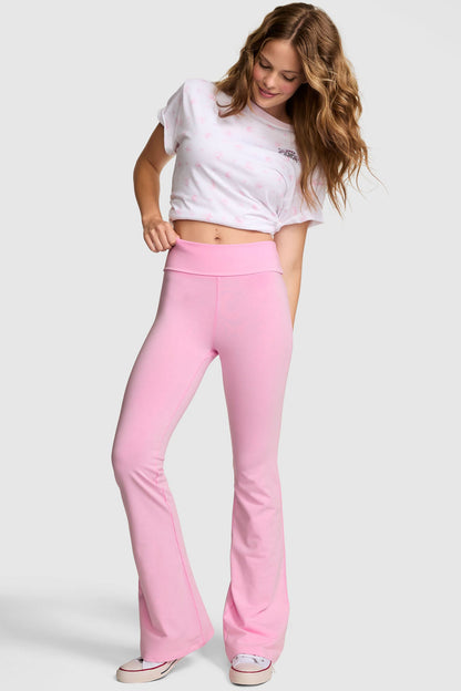 Legging évasé en coton délavé PINK x LoveShackFancy