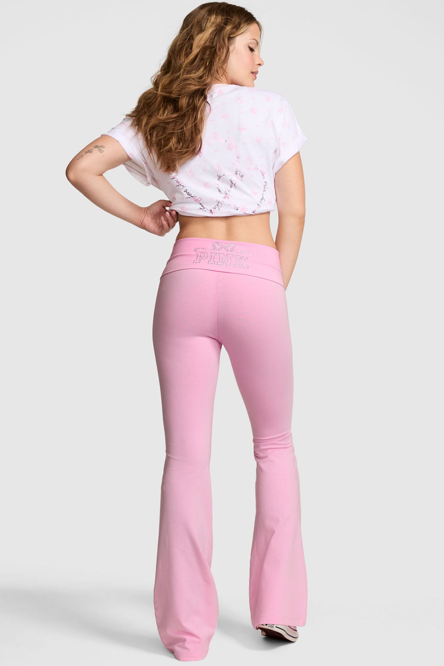 Legging évasé en coton délavé PINK x LoveShackFancy
